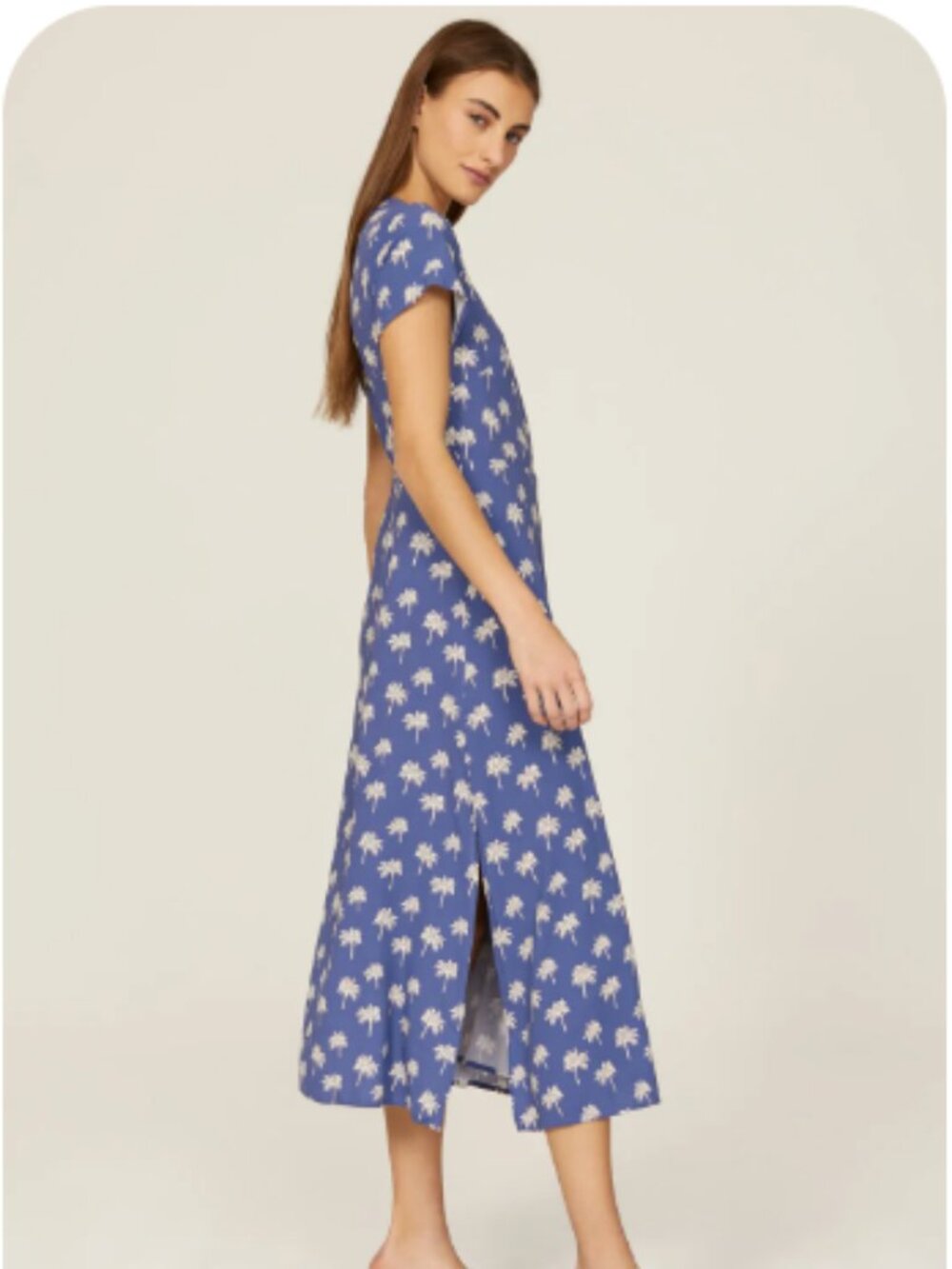 Marine Layer Palm Tree Wrap Dress | Blue Floral | Size M